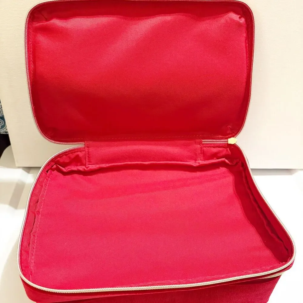 Estée Lauder Red Bow Train Case Empty Holiday 2024 Soft Velvet Makeup Gift Box